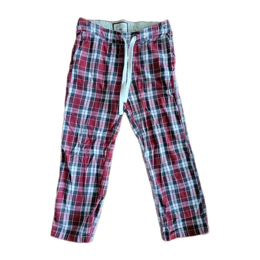 Hollister Pajama Pants Large Red White Plaid Flannel Bottom Sleepwear Mens 36x32